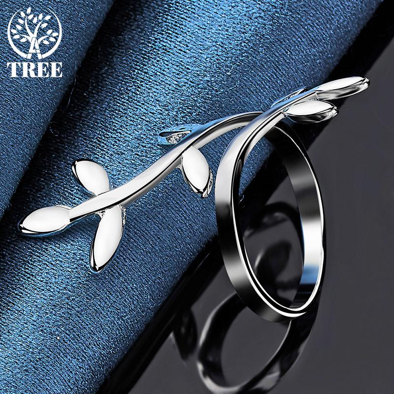 925 Sterling Silver Leaf Shaped Adjustable Ring Fashionable Wedding Jewelry