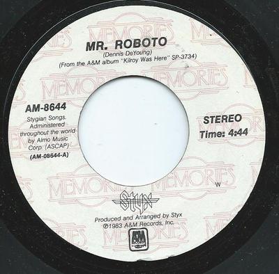 7inch Record STYX - Mr. Roboto / Don't Let It End AM8644 A&M Records US Rock Used