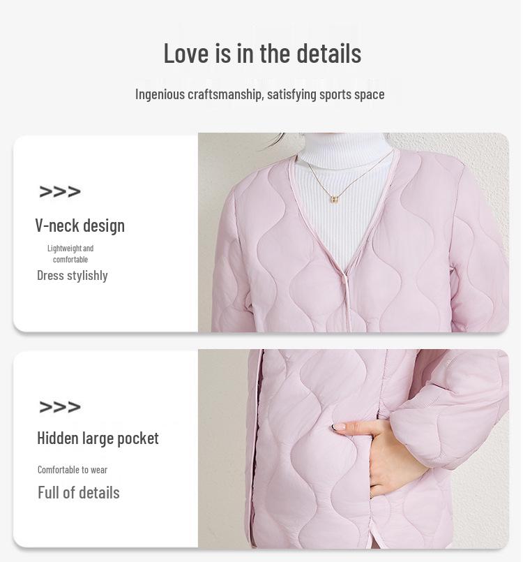 Women's Cotton V-Neck Jacket: Warm, Long-Sleeve Base Layer for Autumn/Winter, Socialite Style, Versatile Outerwear.