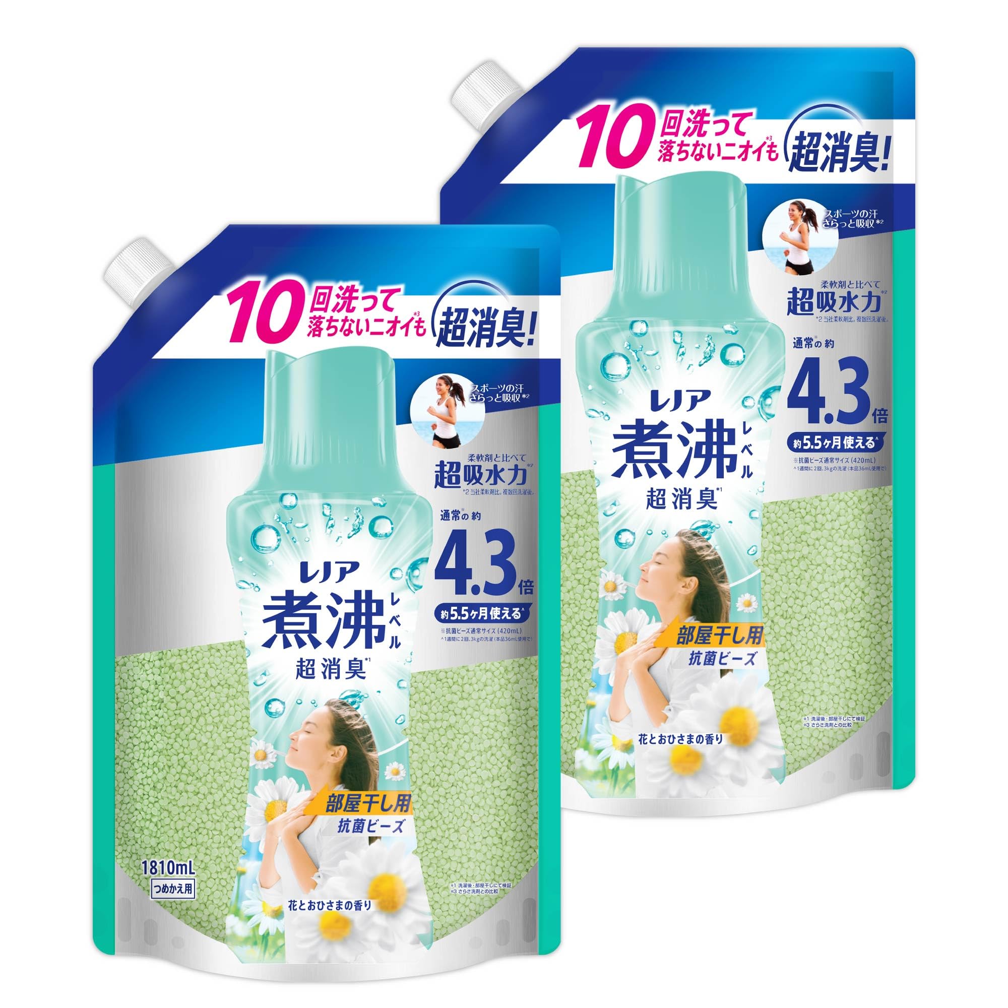 

Lenor Boiling Level Ultra Deodorizing Antibacterial Beads for Indoor Drying, Flower and Sun Scent, Refill, 1,810mL x 2 Bags [Large Capacity] [Bulk Pur