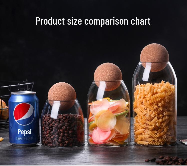 Large Capacity High-Borosilicate Glass Jar with Cork Stopper for Tea, Coffee, and Nuts Storage