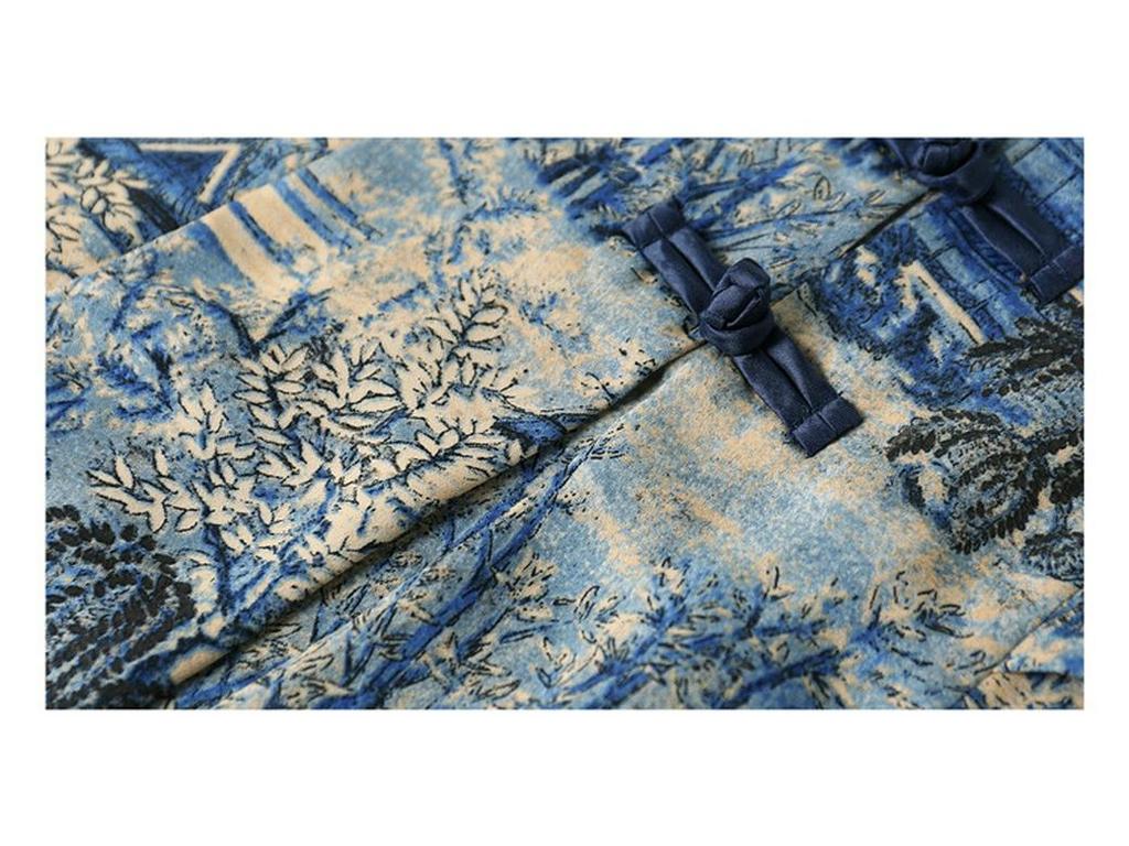 Elegant Vintage Chinese Style Silk Dress for Mature Women
