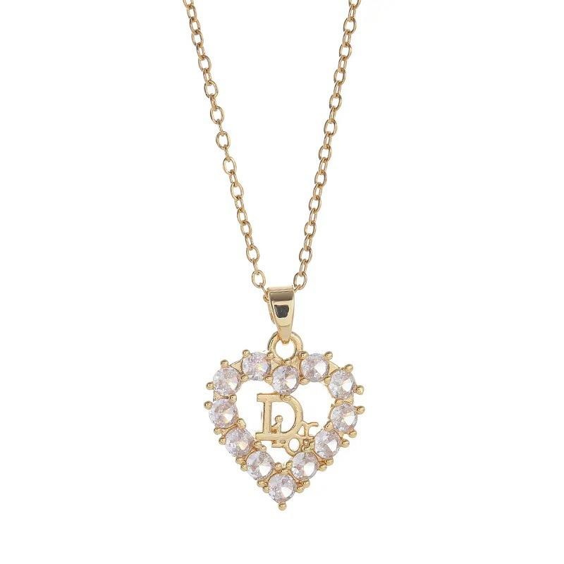 Titanium Steel Love Necklace Women'S High Sense Simple Personality Versatile Zircon Letter Pendant Collarbone Chain