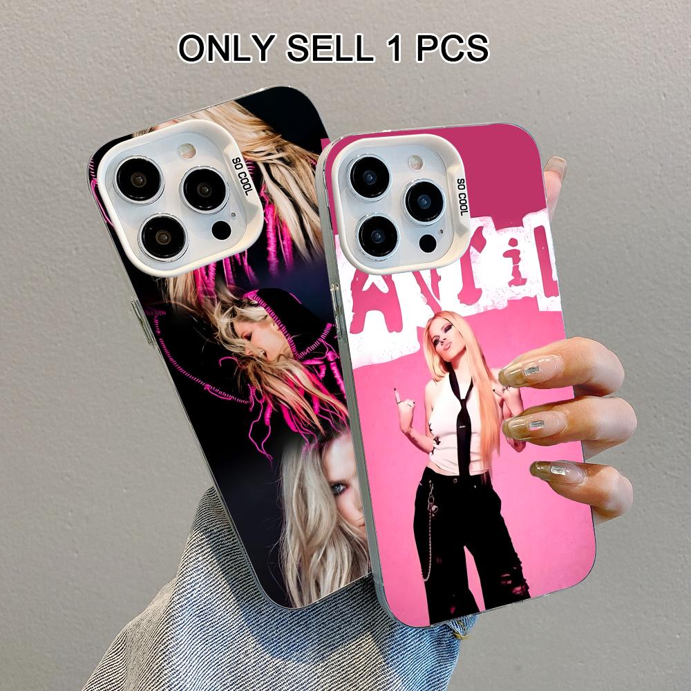 Avril Lavigne White Translucent Mobile Phone Case for iPhone 17 16 15 14 13 12 11 X XR XS Air Pro Max Plus Colorful Cover