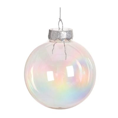 6Pcs 10/8/6cm Colourful Christmas Ball Sphere Plastic Iridescent Bubble Ball Pendant Clear PET Xmas Tree Hanging Ball Festival