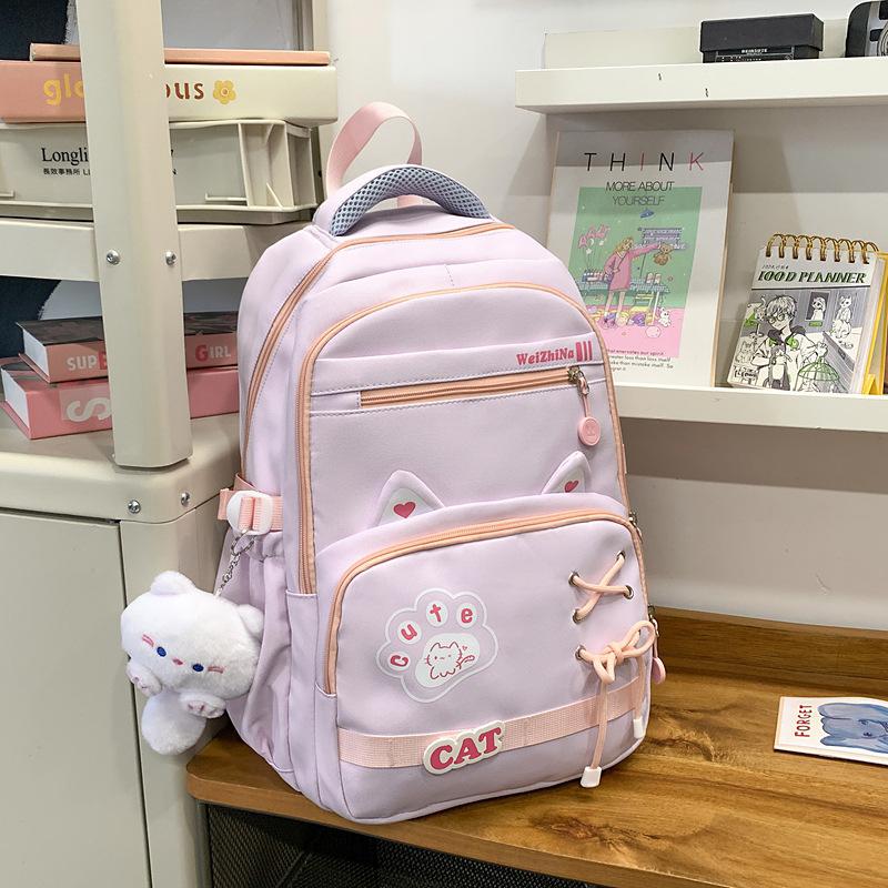 School Bag 2025 New Cute Ins Korean Version Large Capacity Junior High School Student School Bag Versatile Sweet Backpack Lightweight Backpack
