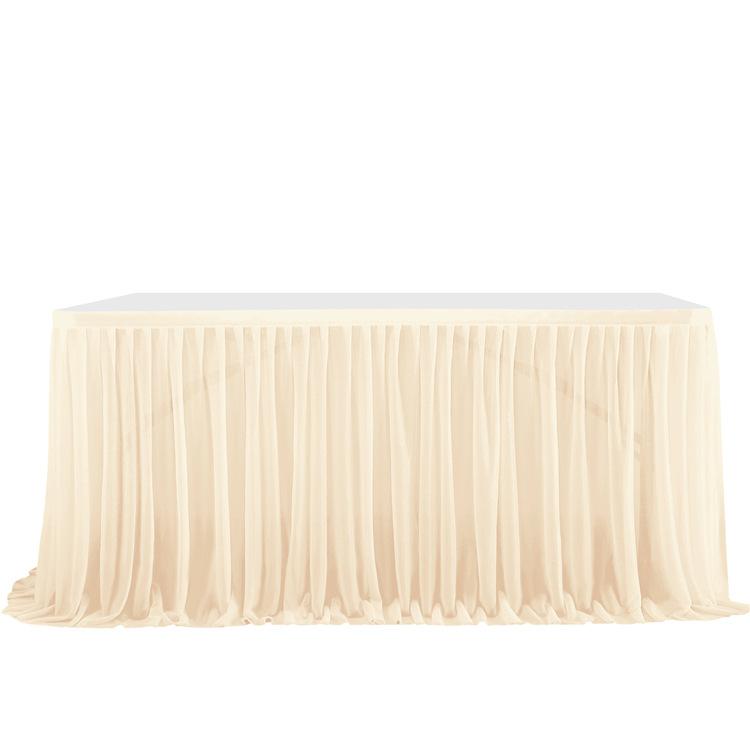 Table Skirt Pleated Table Circumference Birthday Party Wedding Decoration Ruffle Edge Elastic Thin Gauze Table Skirt Tulle