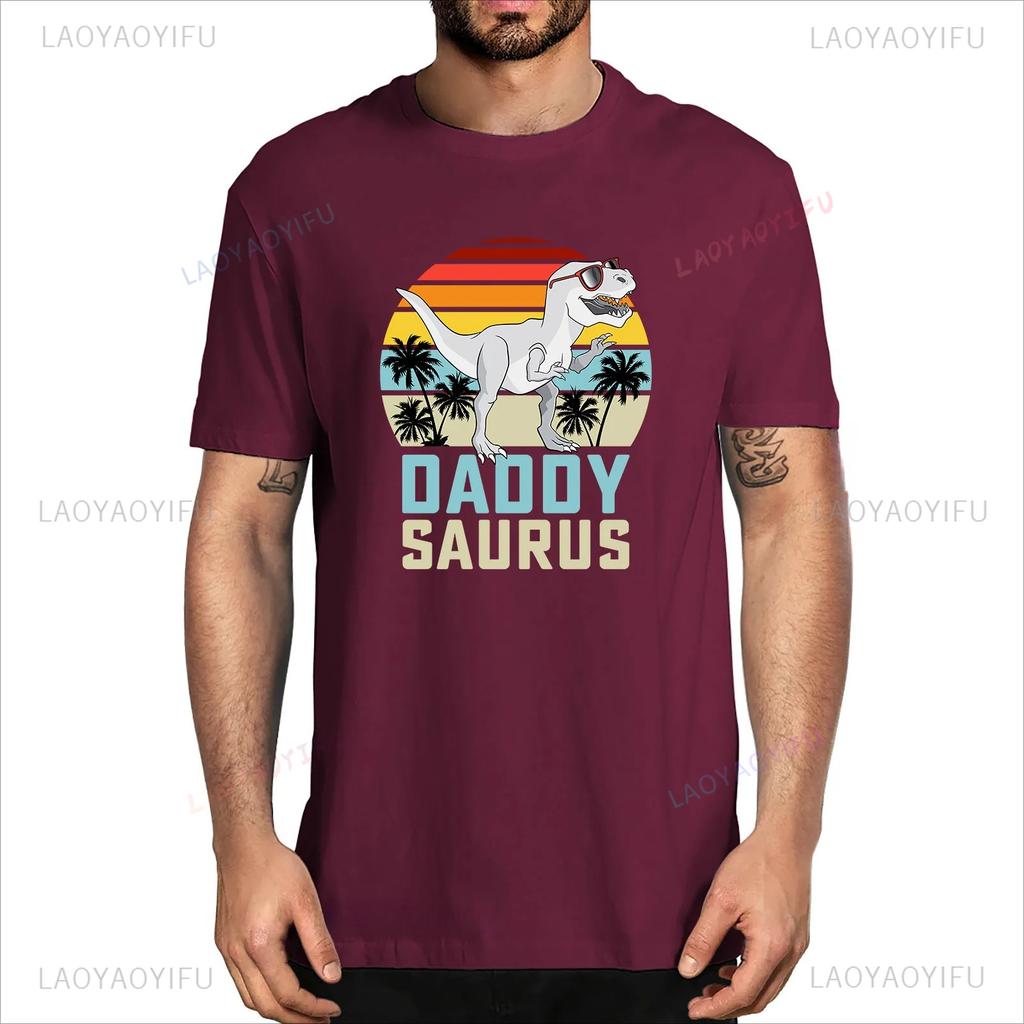 Unisex Daddysaurus T Rex Dinosaur Daddy Saurus Family Matching Fathers Day Gifts Funny New Arrival Harajuku Oneck Tshirt Tops