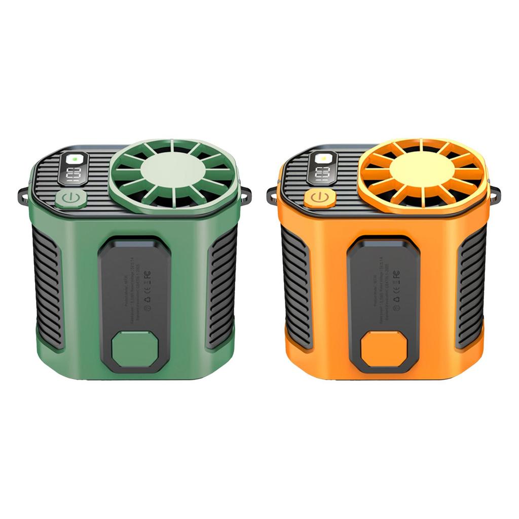 Waist Clip Fan with Flashlight Handsfree Strong Airflow Personal Body Fan Belt Fan for Gardening Climbing Outdoor Hiking Camping