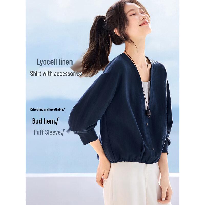 Mohan Yimei Women s Elegant Faux Two-Piece Puff Sleeve Blouse 2XL