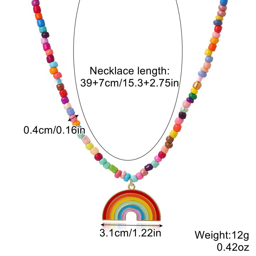 Rainbow Crystal Friendship Multi-Layer Necklace for Couples