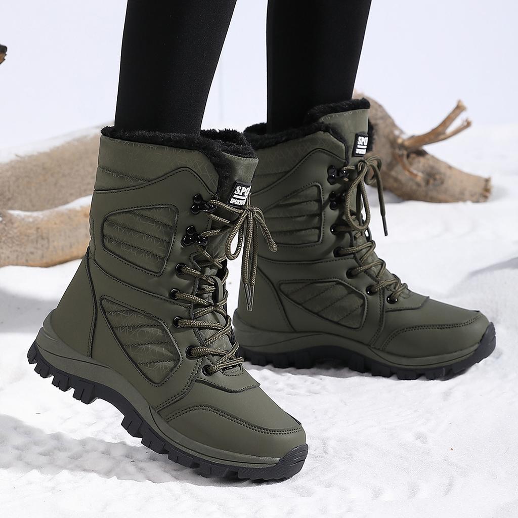 Large Size Winter New Cotton Shoes Men's Thickened Long-haired Piled Warm Snow Boots High-top Women's Boots Non-slip