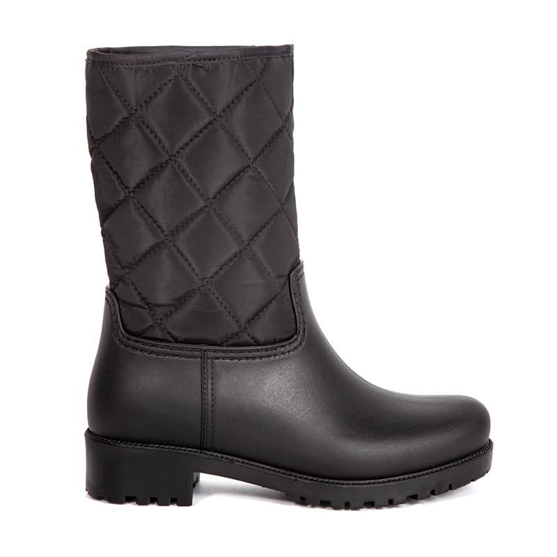 Rain shoes fashionable new women's non-slip waterproof solid color medium tube plaid rain boots wear-resistant water shoes