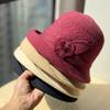 Chapeau de Pêcheur Tricoté Dôme Automne et Hiver Version Coréenne Tendance Décontracté Polyvalent Chapeau Bassin Relevé pour Mère Rend le Visage Plus Petit