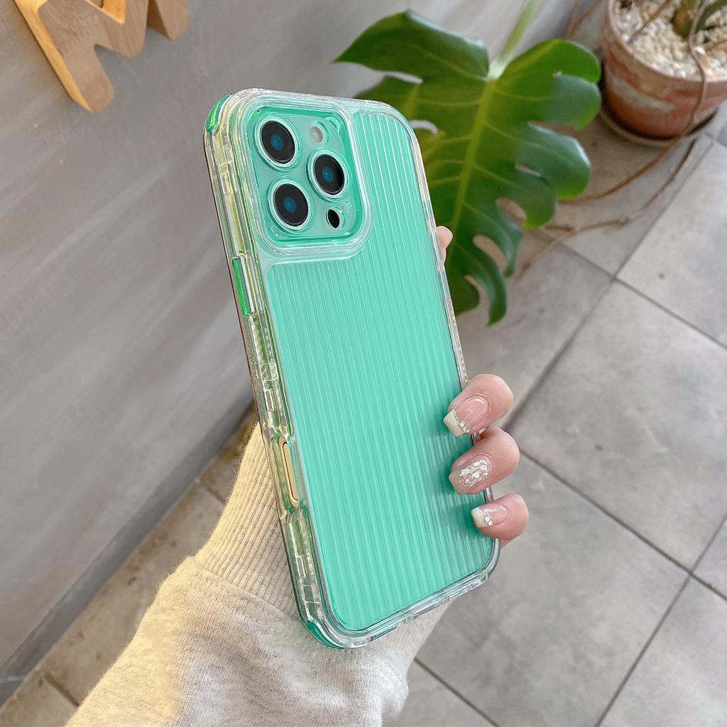 Wellenmuster für iPhone Schutzhülle 2-in-1 Niedlich Rundumschutz Transparent Dreidimensionale Streifen für Apple Handy Schutzhülle
