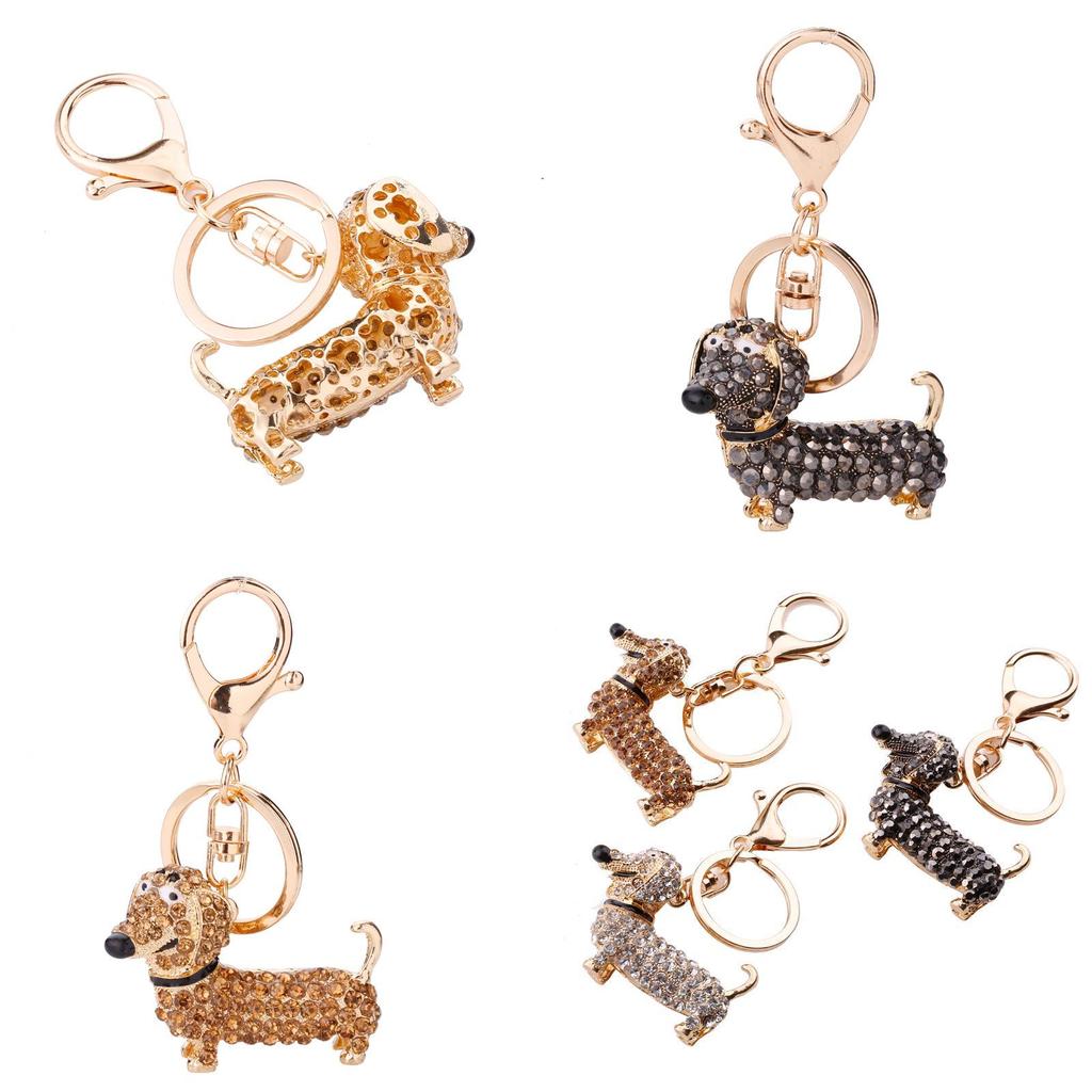 Elegant Rhinestone Dachshund Dog Key Chain Versatile Accessory For Everyday Use