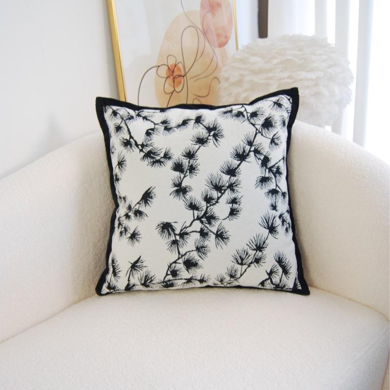 Chinese Style Light Luxury Velvet Pillowcase Retro Model Room Living Room Sofa Cushion Bay Window Pillow Zen Meaning