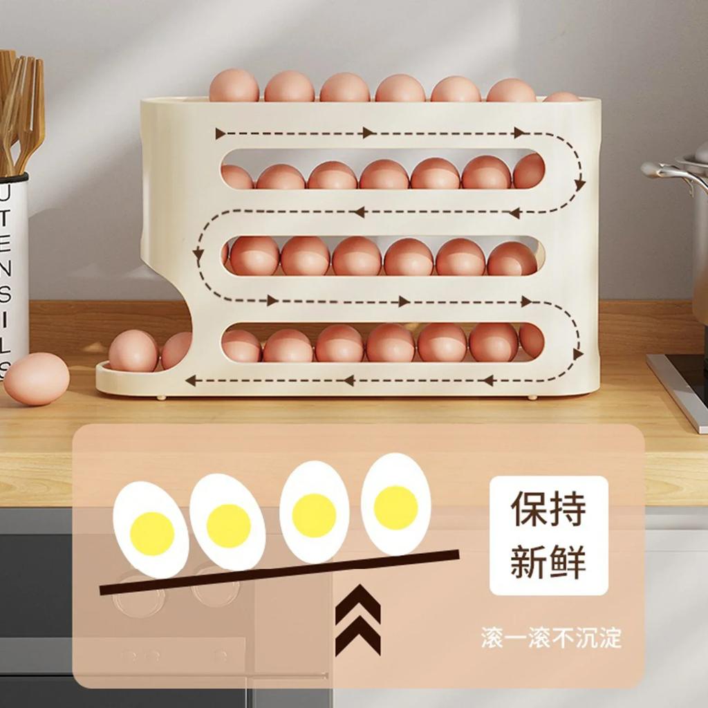 4-layer Slide Egg Storage Box Ladder Style Egg Box Storage Refrigerator Side Door Large Capacity Automatic Egg Rolling Machine