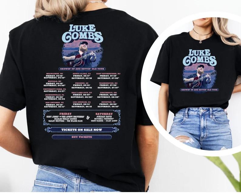 

Luke Combs 2024 Tour Growing Up and Getting Old Shirt, Luke Combs Shirt L