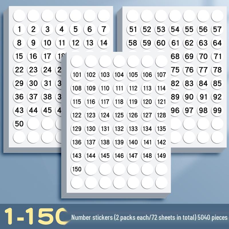 Self-Adhesive Small Round Number Stickers 1-100 for Handwritten Labels