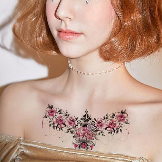 Temporary Tattoo Colorful Removable Quick Apply Skin-touch Temporary Body Art Easy to Use Waterproof Flower Tattoos Sticker Personal Use