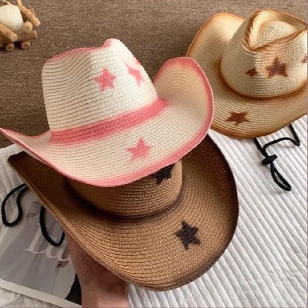 Wide Brim Sun Hat Breathable Straw Hat Fashion Westren Cowboy Hat Women