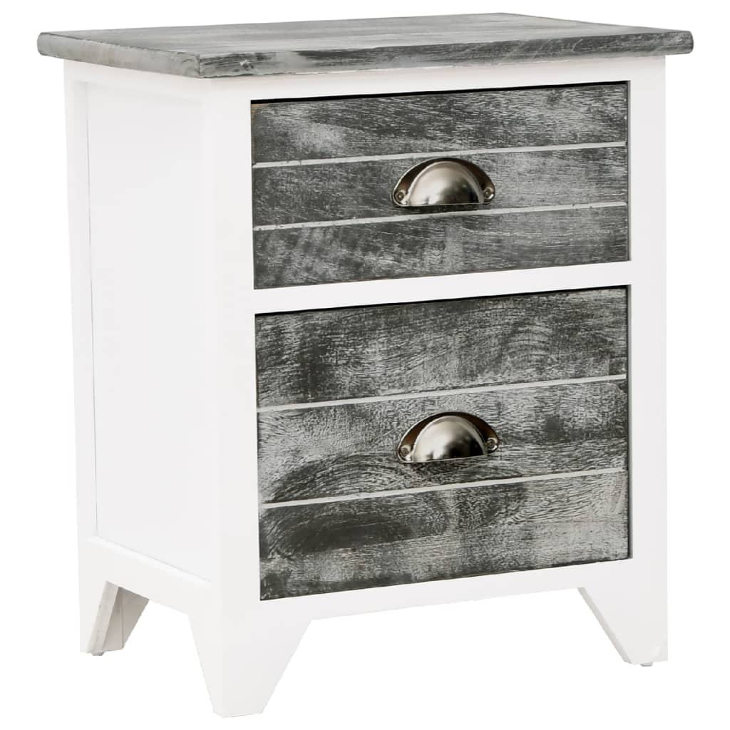 Nightstand Gray and White 38 x 28 x 45 cm Paulownia Wood
