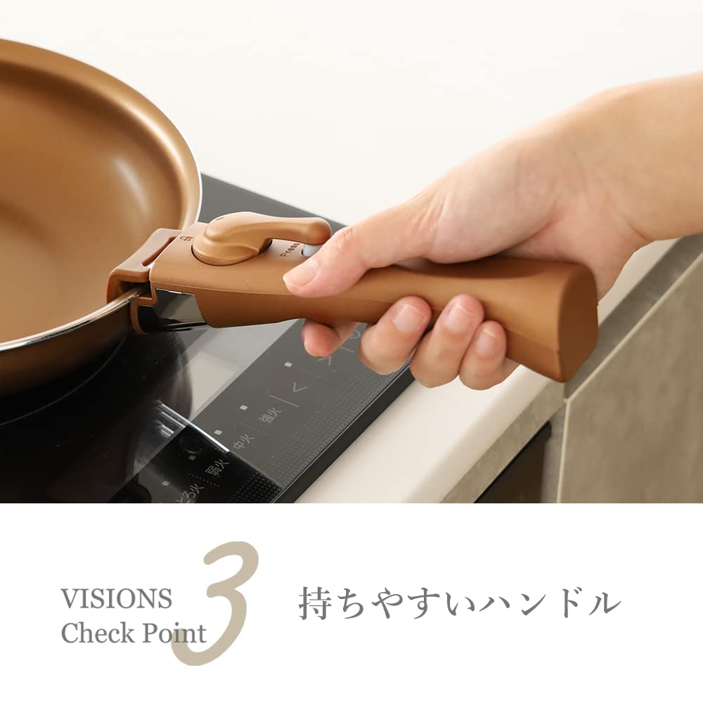 VISIONS Frying IH Oven Gold Removable Handle Pan, Pot, 5-piece Set, Compatible, Compatible, Coating, CP-8725