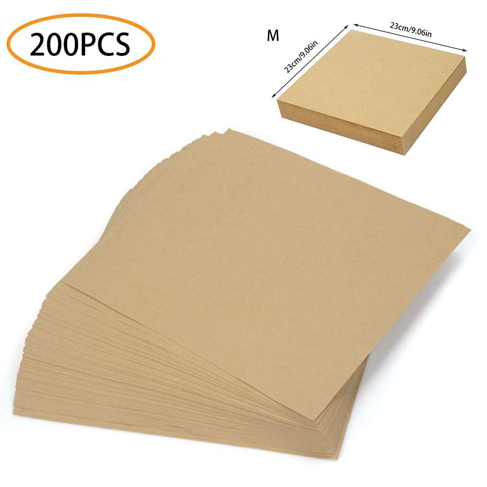 200pcs Food Kraft Paper Hamburger Wrapping Paper Oil-proof Paper Laminating Tray Paper Food Parchment Wrapper Accessories Tools