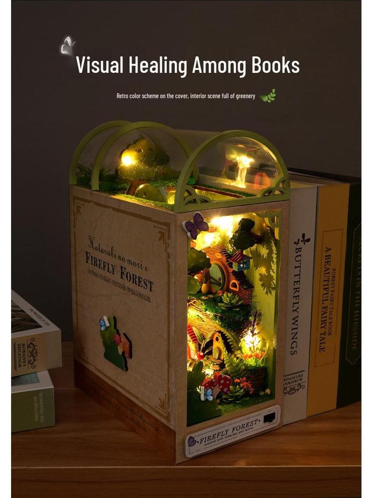 Tianyu Vuurvliegjesbos 3D DIY Boekensteun: Creatief Handgemaakt Cottage Model en Verjaardagscadeau