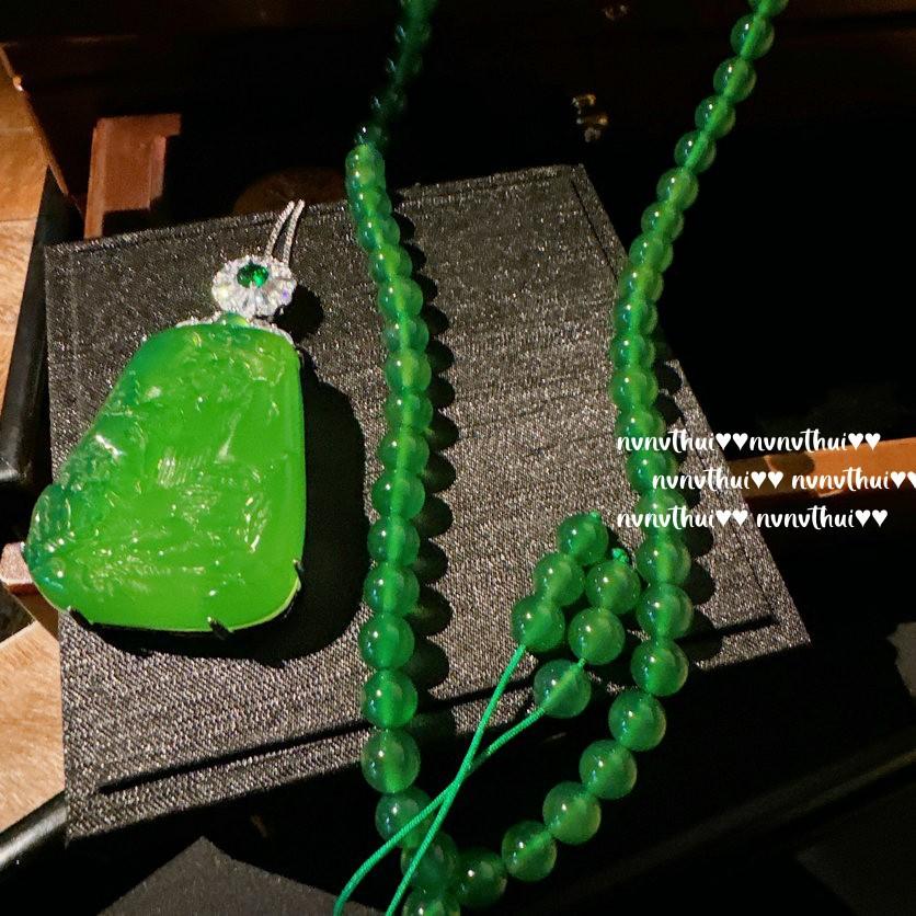 Chalcedony Landscape Gem Necklace, Planting Water Yingying, Concubine Agate Beaded Sweater Chain, Combination