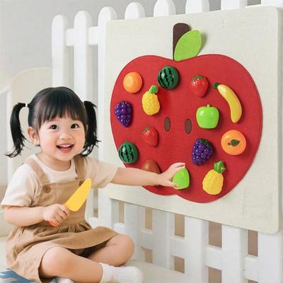 1 Juego de Frutas Cocina de Juguete Juegos Tablero de Fieltro para Bebé Juguetes de Comida de Juguete Pegatina de Pared Habilidades Motoras Finas Juguete Educativo Temprano