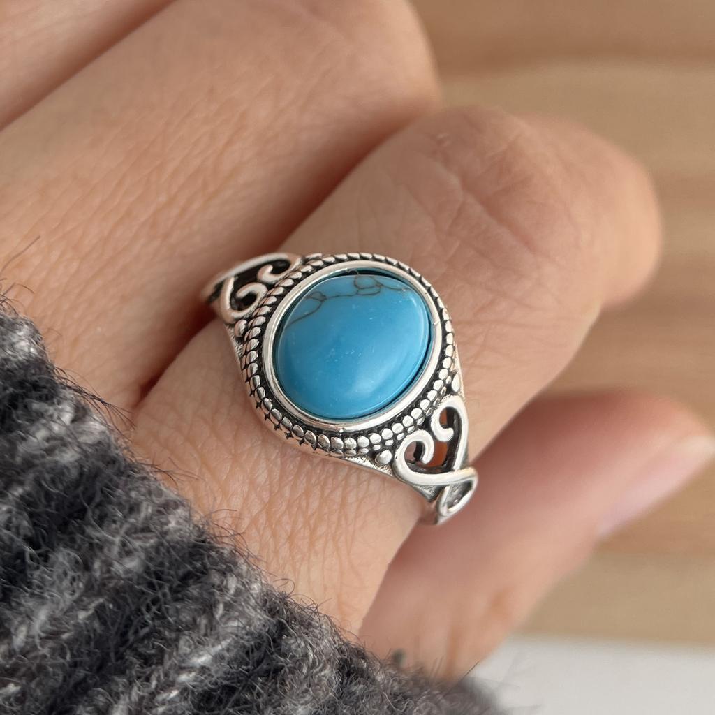 Xiaomi 925 Sterling Silver Rings for Women Couple Minimalist Handmade Vintage Blue Stone CZ Ring Party Jewelry Gift Prevent Allergy