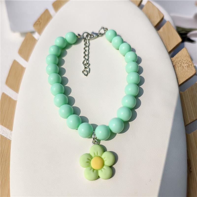 Macaron color matching pet necklace cat dog necklace Hyunya flower pendant small dog kitten collar neck jewelry
