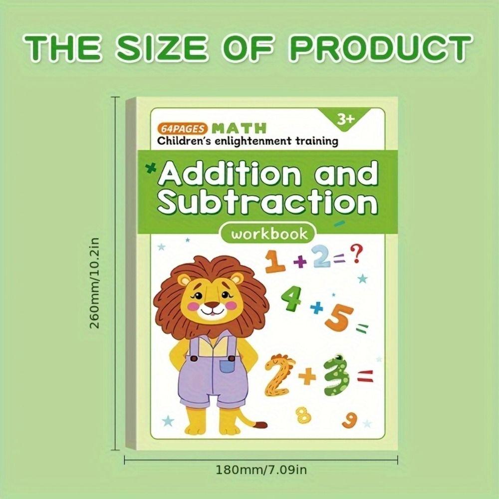 64-Page Arithmetic Question Book Fun Illustrations Numbers 1-10 Addition Exercises High-Quality Printing Subtraction Exercises