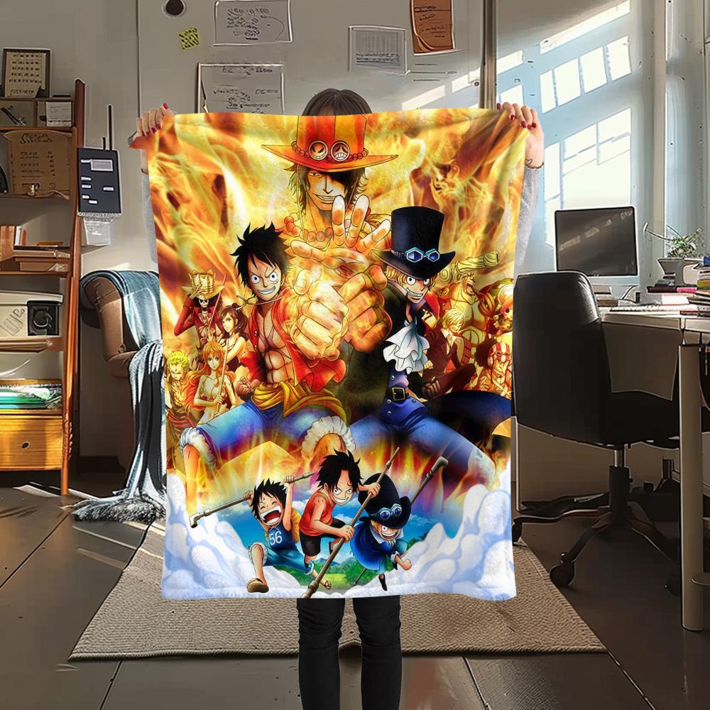 1pz Una Pezzo Monkey D Luffy Coperta in Flanella Fantasia Adatta a Tutte le Stagioni per Arredamento Casa Calore e Comfort Regali Regalo Festivo