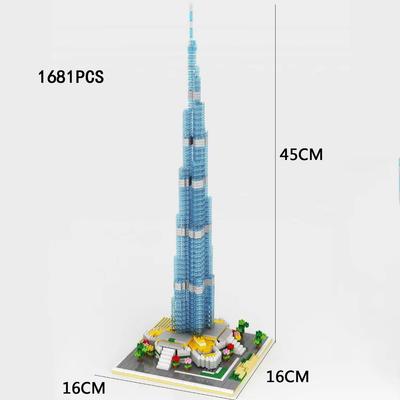 World Famous Modern Architecture Micro Diamond Block United Arab Emirates Dubai Burj Khalifa Tower Nanobricks Toy Building Brick