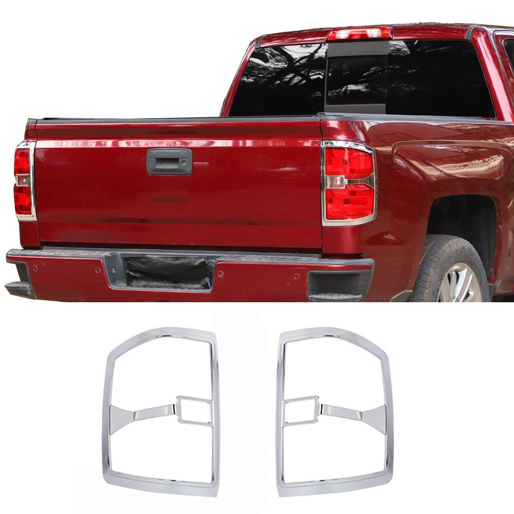 2PCS Chrome Tail Light Lamp Cover Taillight Decor For Chevy Silverado 1500 2014+