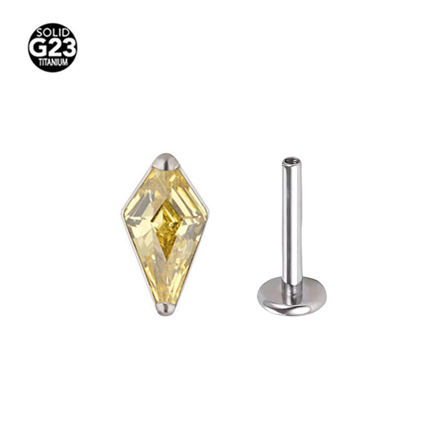 

Титановый циркон квадратные серьги-пусеты пирсинг ювелирные изделия Rod 1.2*6mm / Thread M0.9 жёлтый