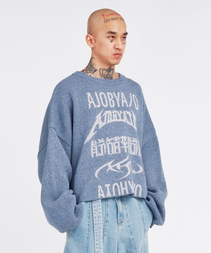 AJOBYAJO [Pba] Total Logo Cropped Sweater [Sky Blue]