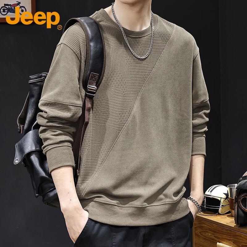 JEEP Men s Autumn/Winter Heavyweight Color-Block Long Sleeve Pullover 2XL