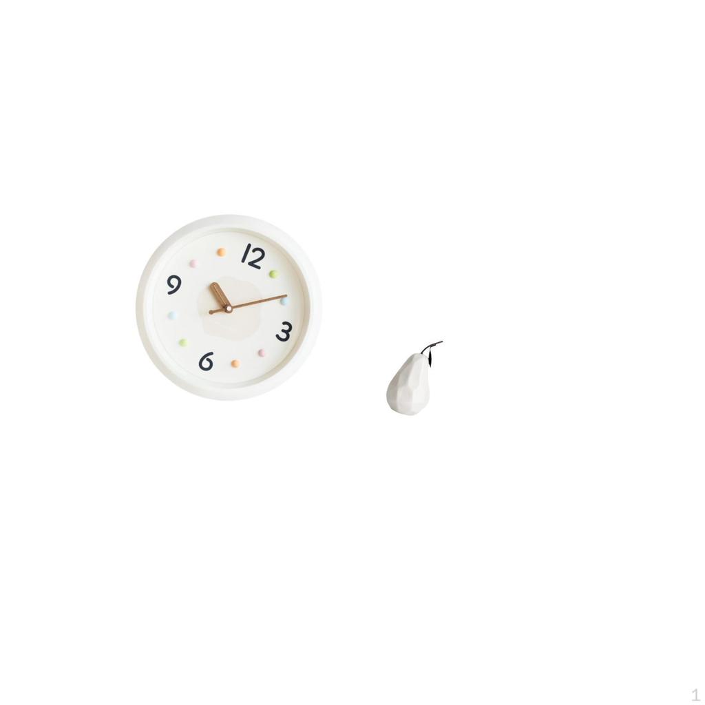 Contemporary Decorative Wall Clock with Large Numerals And Porcelain Fruit Sculpture Ornament for