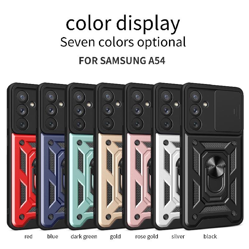 For Samsung Galaxy A54 A55 A56 5G Case Slide Camera Protect Armor Phone Case for Samsung A16 A26 A36 5G Magnet Holder Ring Cover