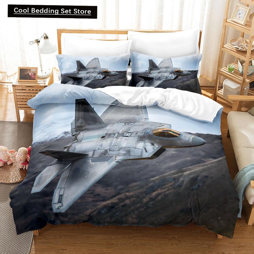 Fighter Fire King Queen Full Duvet Cover Cool Airplane Bedding Set Military Fans Quilt Cover Red Black Polyester Comforter Cover