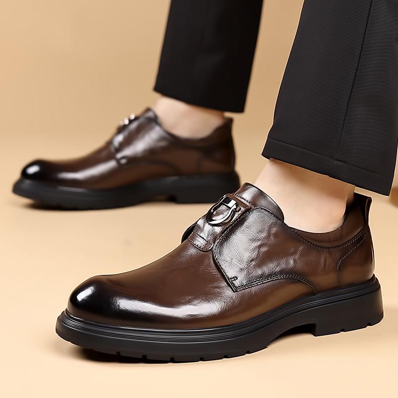 2025 Men s Summer Formal Slip-on Leather Loafers: Soft, Thick-Soled, Casual Business & Wedding Shoes 38