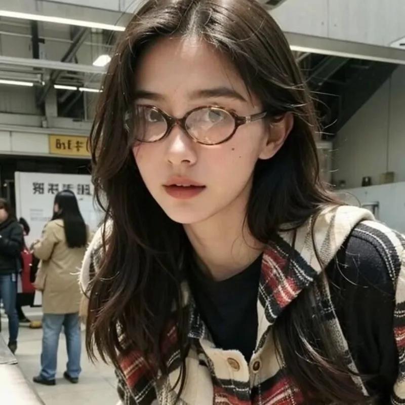 Mode Små Ovala Leopard Solglasögon Dam Anti Blått Ljus Glasögon Söta Dekorativa Dator Glasögon Ingen Smink