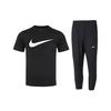 Loose Breathable Round Neck Short Sleeve Quick Dry Pants Jogger Sports Suit Men Suit Black DC5095-010+FQ4781-010