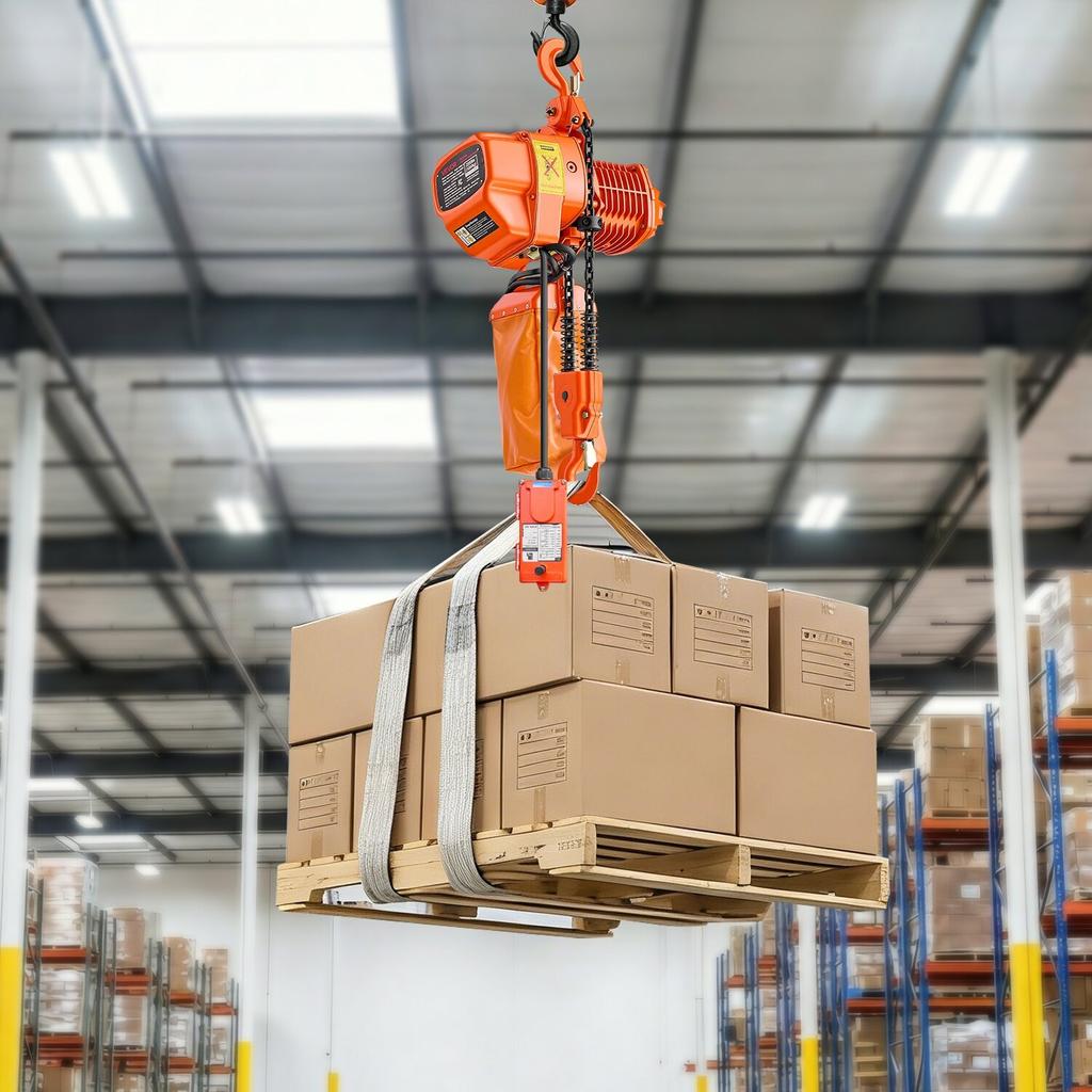 1000 Kg Electric Chain Hoist, 6 M Lifting Height, Three-Phase Overhead Crane with 100 M Wireless & 4.5 M Wired Remote Control, Double G80 Chain Hoist