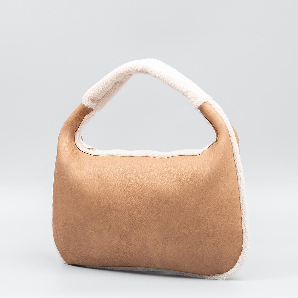 Autumn Winter Fashion Plush Soft Leather Armpit Bag for Women Large Capacity Shoulder Bags Feminine Commuter Hobo Bags