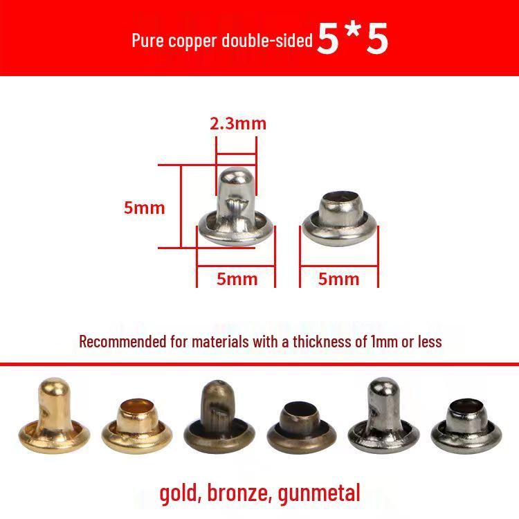 Double-Sided Leather Bag with Mother-Child Round Head Double Cap Rivets for DIY Clothing & Bag Accessories